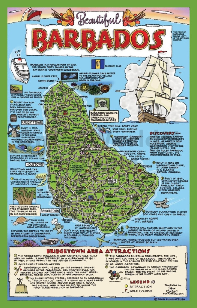 Tourist Map Of Barbados With Attractions