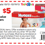 Toys R Us 5 Off Huggies Printable Coupon