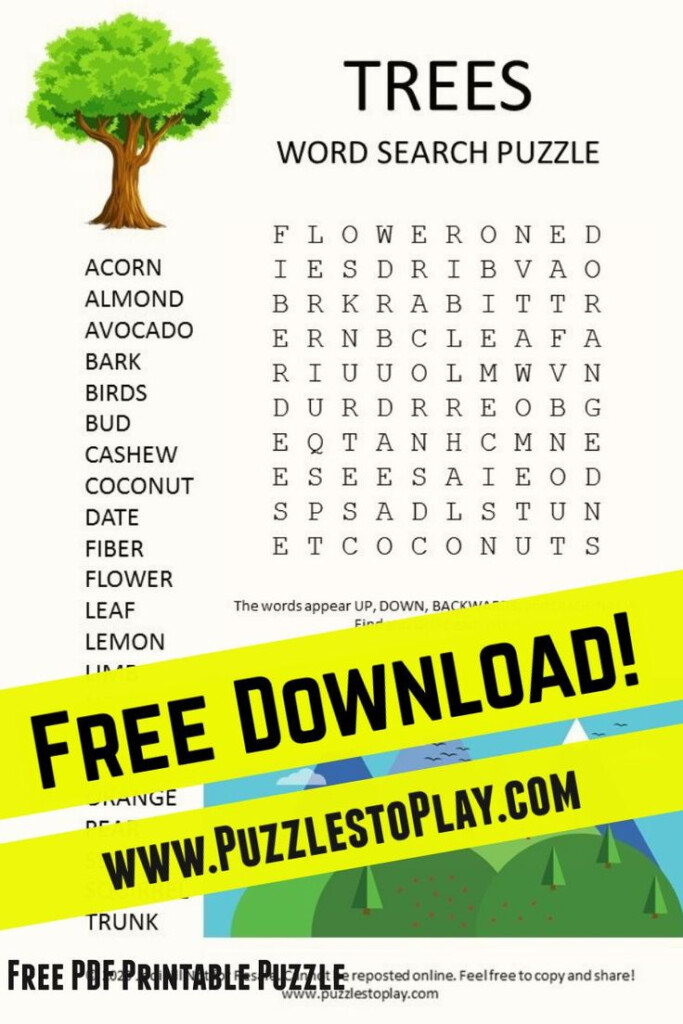 Trees Word Search Puzzle Kids Word Search Free Printable Word 