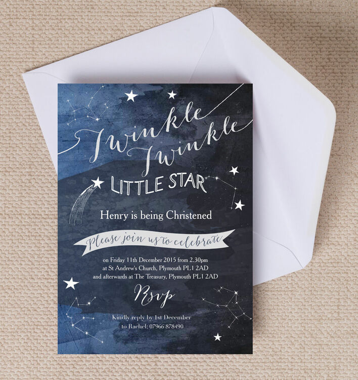 Twinkle Twinkle Little Star Christening Baptism Invitation From 0 80 