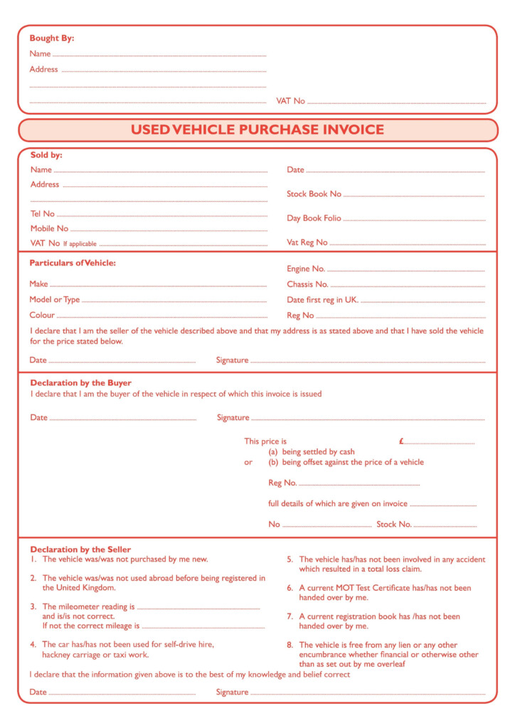 Used Car Sales Receipt Template Uk Invoice Template Ideas