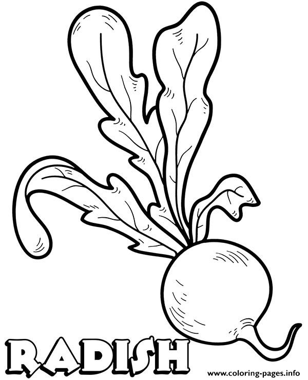 Vegetable Radish Coloring Page Printable