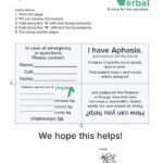 Verbal Aphasia Wallet Card Aphasia Aphasia Therapy Aphasia Therapy