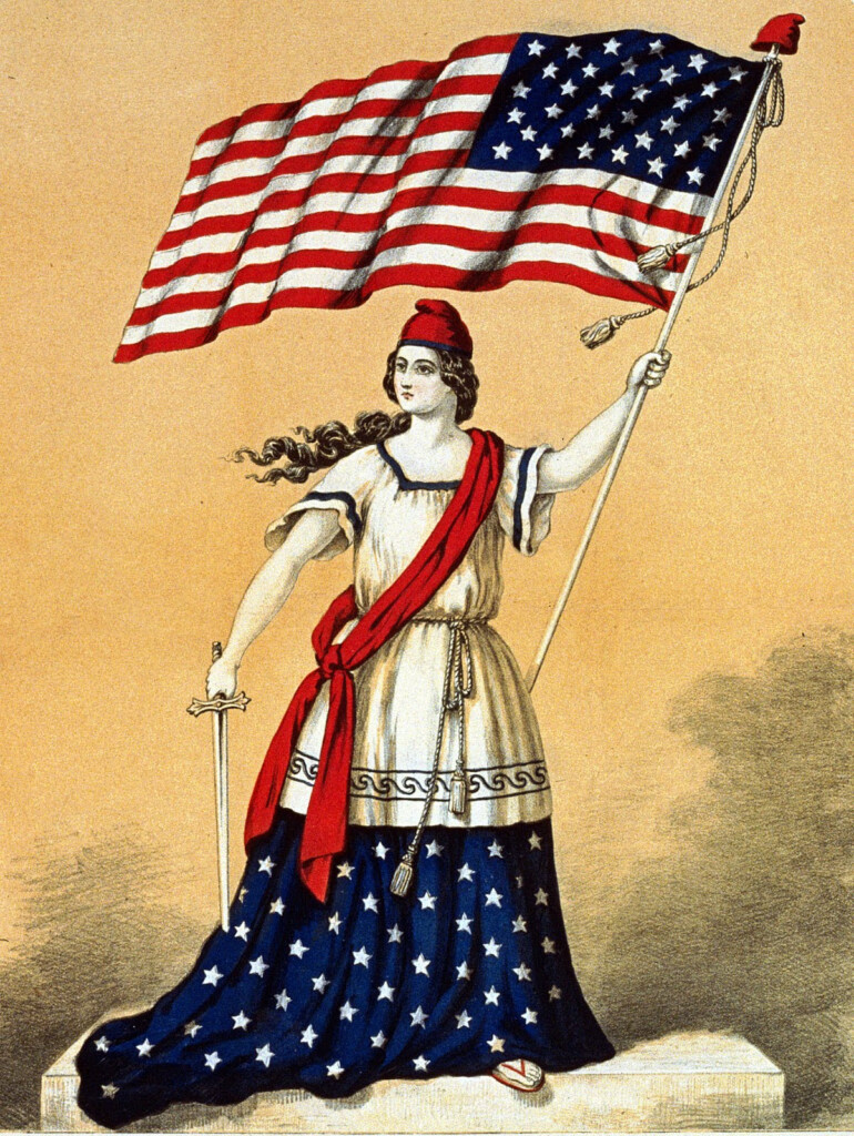 Vintage 4th Of July Clip Art Lady Liberty With Flag The Graphics Fairy