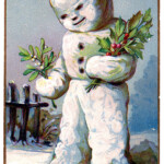 Vintage Christmas Graphic Snowman With Holly The Graphics Fairy