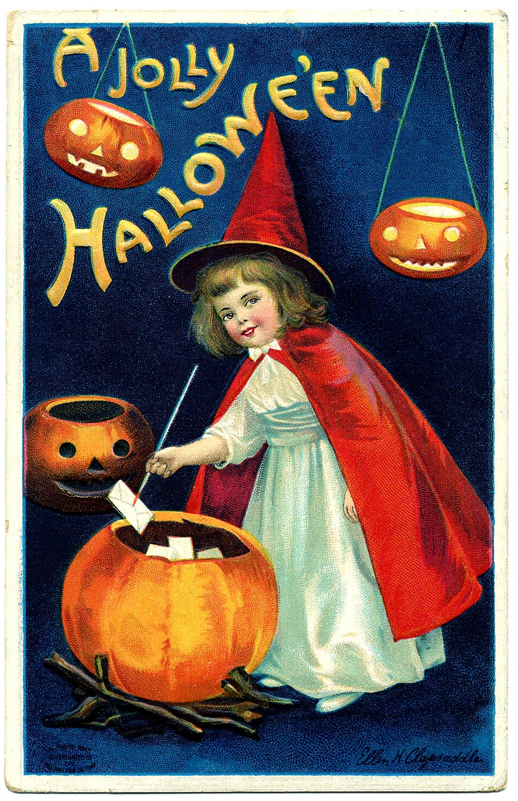 Vintage Halloween Clip Art Sweet Little Witch Girl The Graphics Fairy