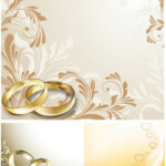 Wedding Cards With Wedding Rings Vector Wedding Invitation Background