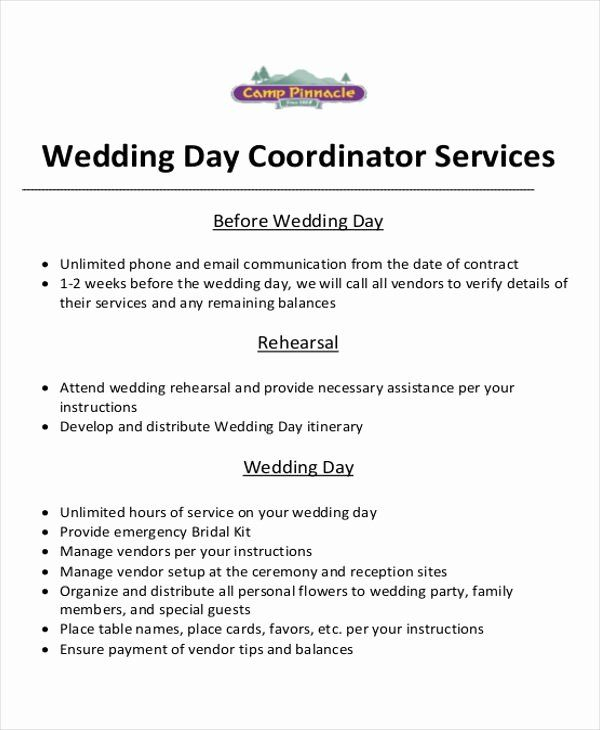 Wedding Coordinator Contract Fresh Event Planner Contract Sample 6 