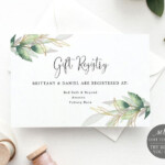 Wedding Gift Registry Card Template Greenery Gold Editable Etsy