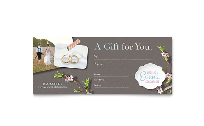 Wedding Planner Gift Certificate Template Design