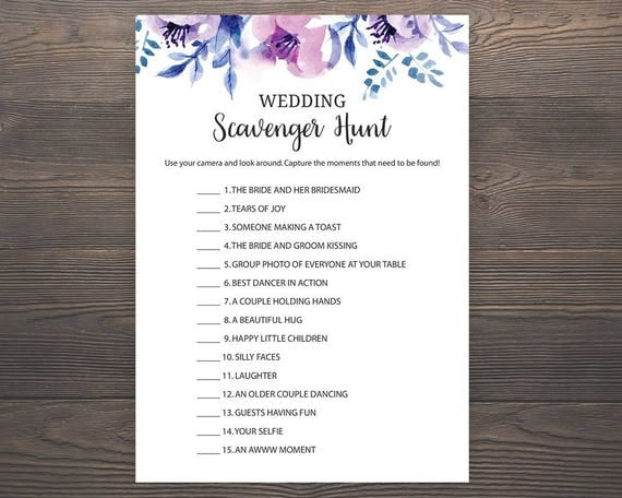 Wedding Scavenger Hunt Lavender Bridal Shower Games Wedding