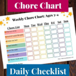 Weekly Chore Chart Ages 3 4 Chore Chart For Kids Printable Etsy