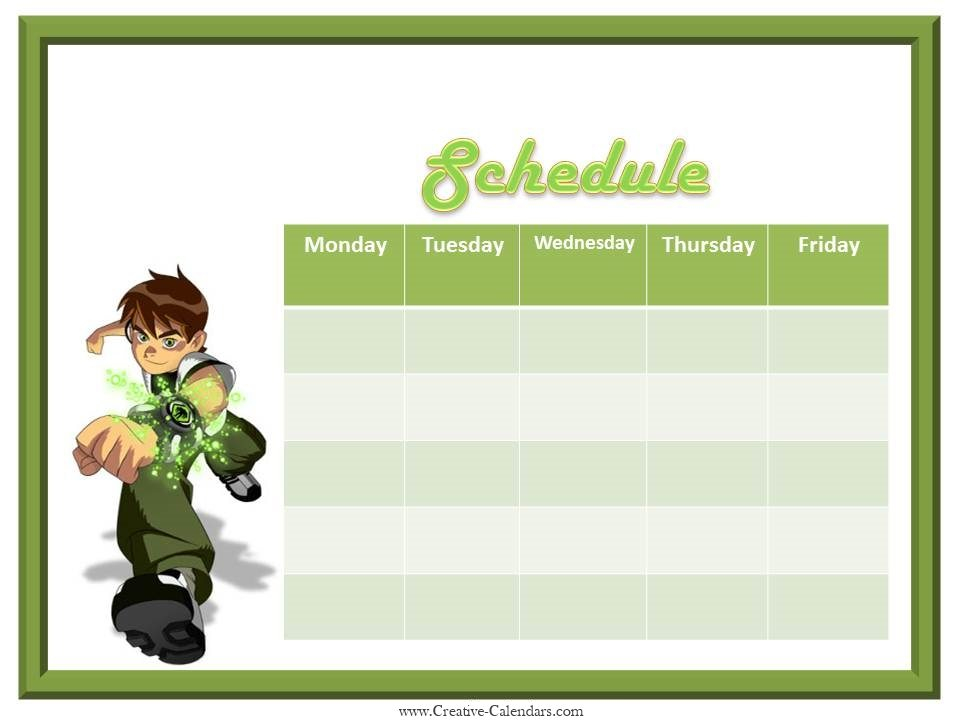 Weekly Planner For Boys