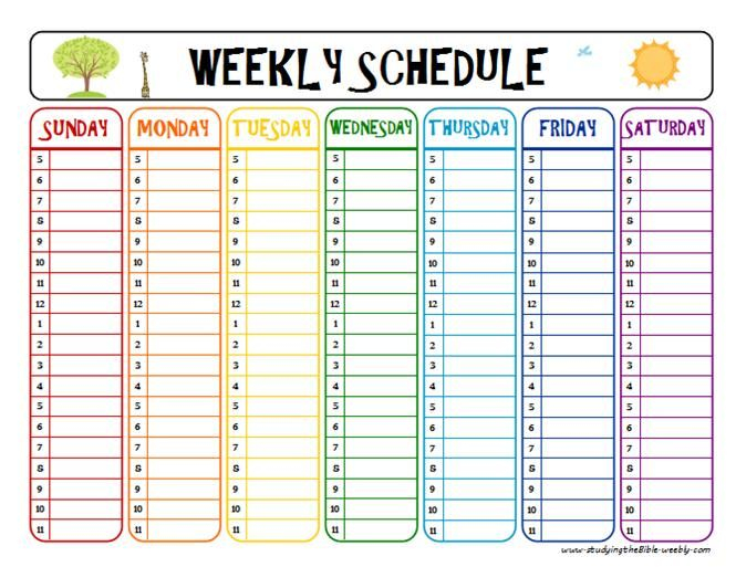 Weekly Schedule Printable Task List Templates