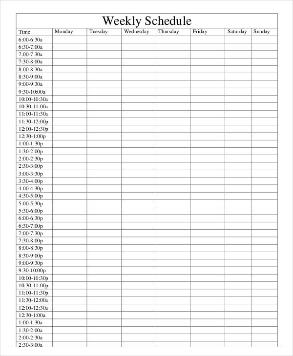 Weekly Schedule Template 10 Free Word Excel PDF Documents Download