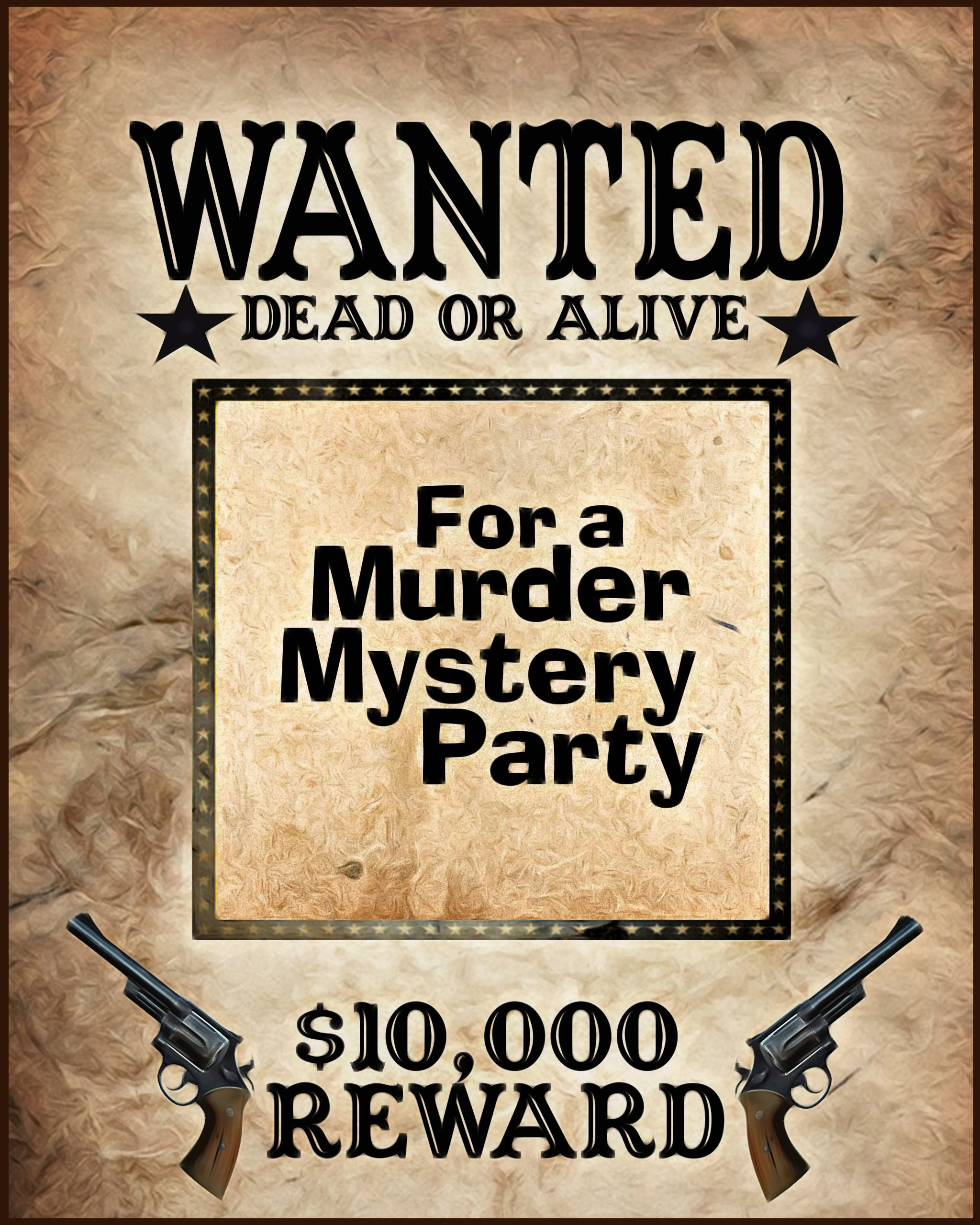 WESTERN Murder Mystery PARTY Game Download Printable PDF Etsy