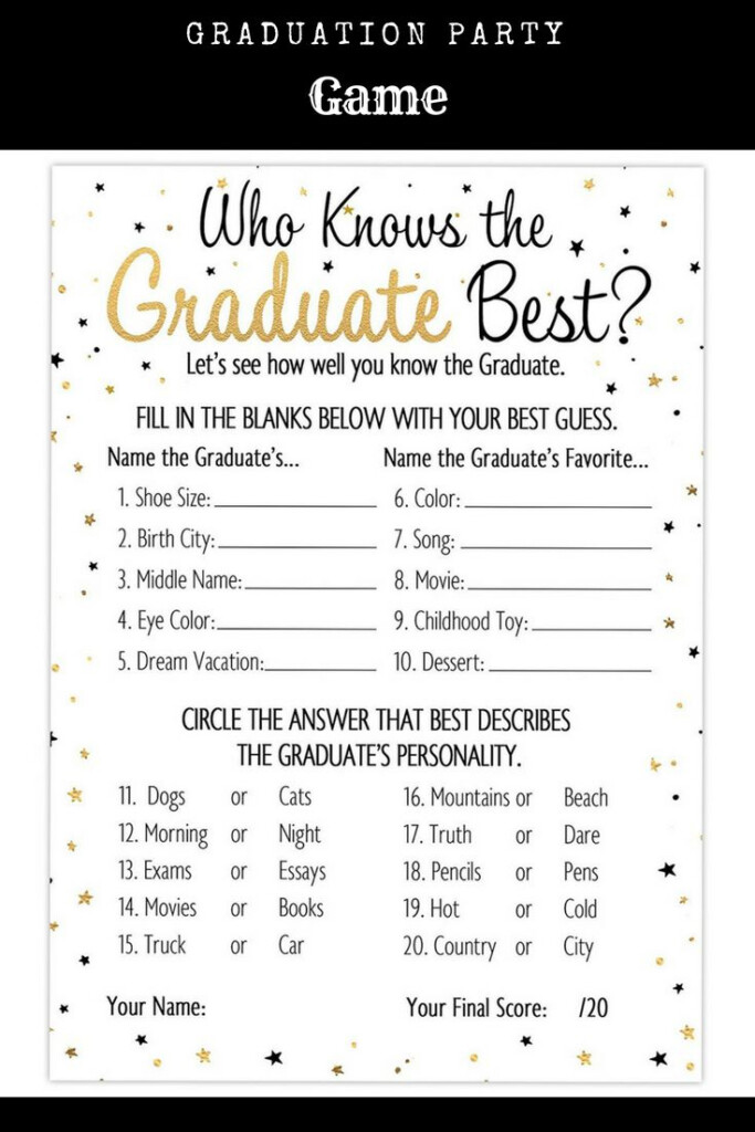 Who Knows Grad Best Graduation Party Game Cards graduation grad 
