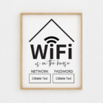 Wifi Password Sign Editable Wifi Sign Template Wifi Password Etsy