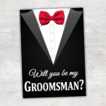 Will You Be My Groomsman Card Printable Card Tuxedo Card Etsy Be My