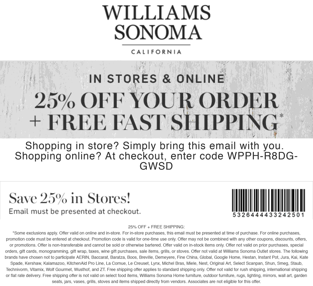Williams Sonoma June 2022 Coupons And Promo Codes 