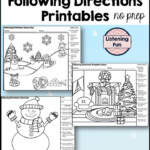 Winter Following Directions Coloring Pages Printable No Prep