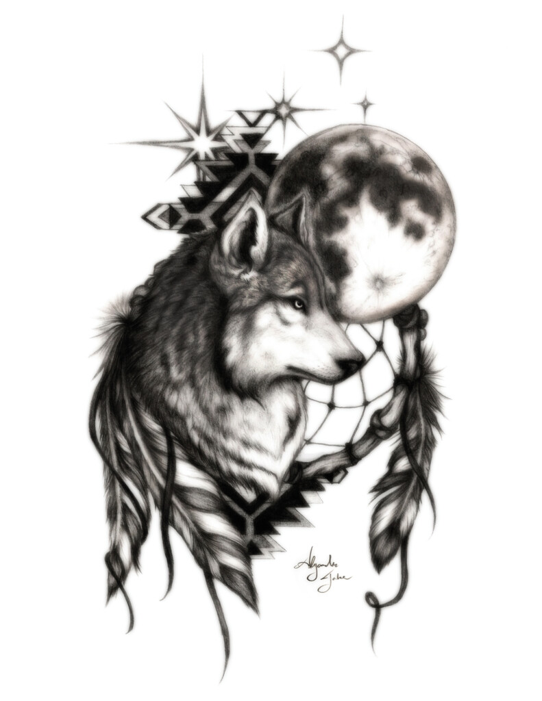 Wolf With Dream Catcher Digital Print By Alejandro Jake Absolutearts