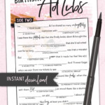 Women s Birthday Mad Libs For Adults Teens Party Game Etsy