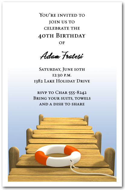 Wood Boat Dock Party Invitations Swimming Invitations