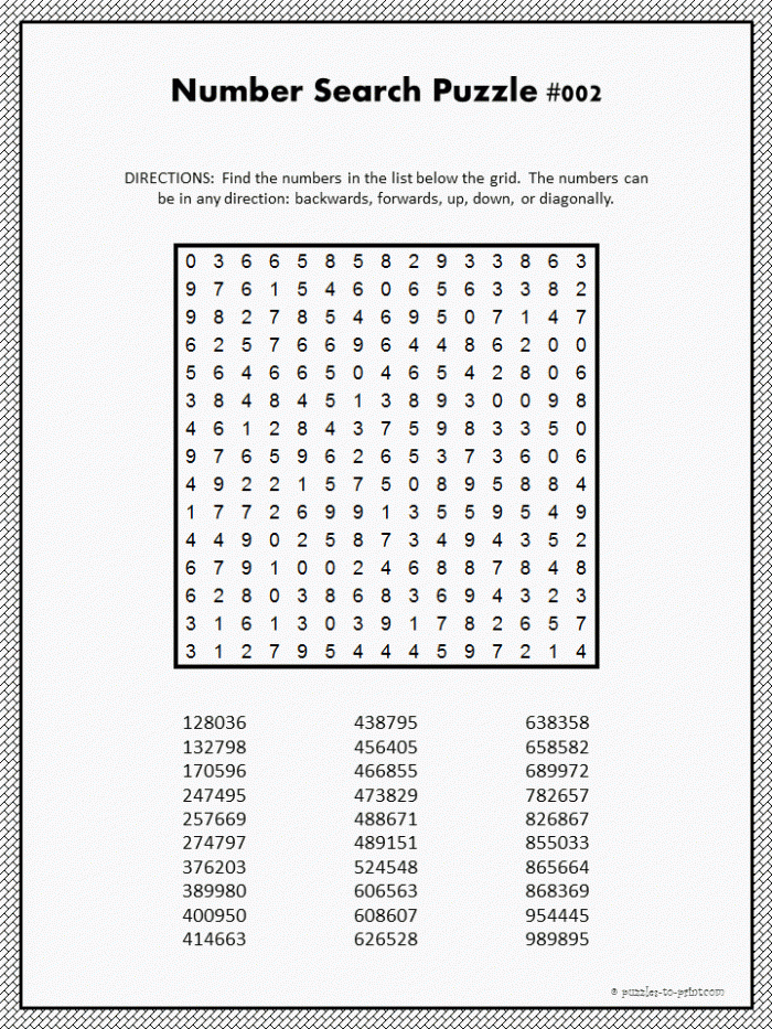 Word Search Numbers Worksheets 99Worksheets