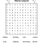 Word Search Printable Kids Learning Activity Birthday Words Word