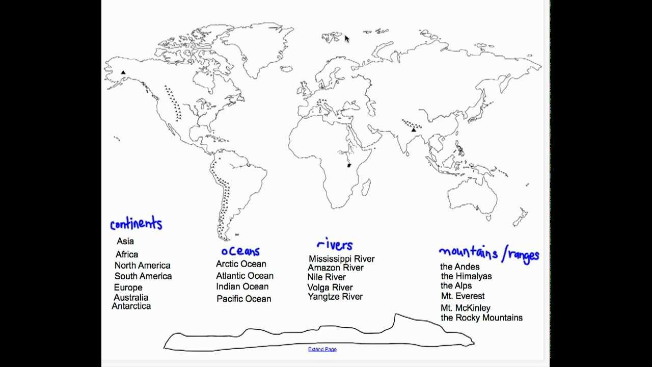 World Geography The 7 Continents Four Oceans Major Rivers And