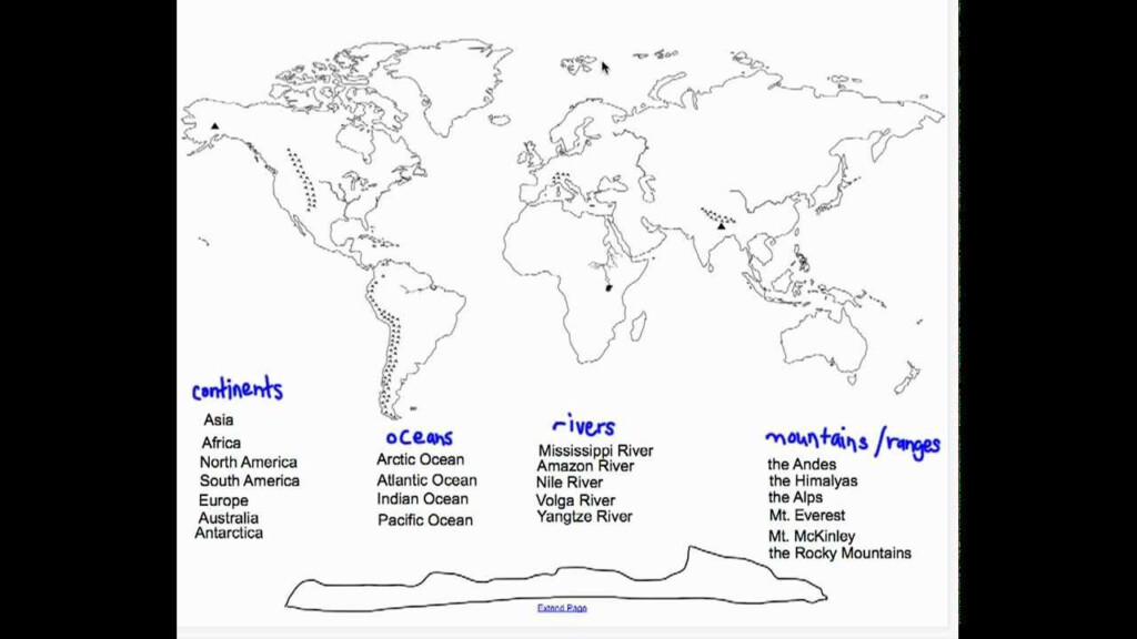 World Geography The 7 Continents Four Oceans Major Rivers And 
