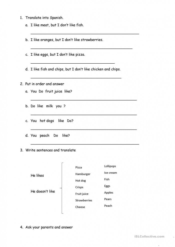 Writing Sentences Food Worksheets 99Worksheets